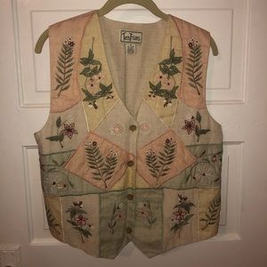 Vintage embroidered floral vest